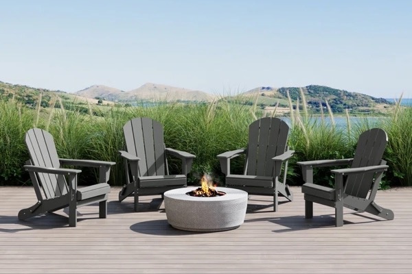 Loon Peak Weathered Elland Adirondack Chairs, Set of 4