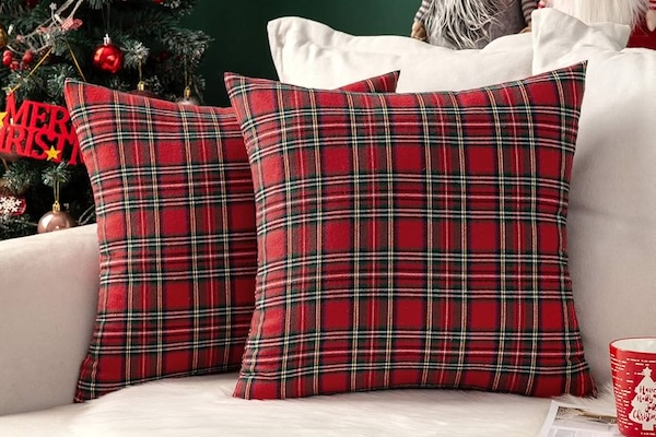 MIULEE Christmas Set of 2 Scottish Tartan Plaid Throw Pillow Covers