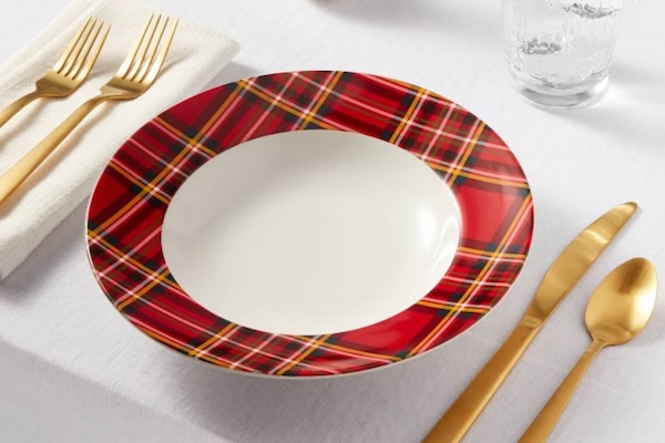 Threshold Porcelain Plaid Dinner Bowls